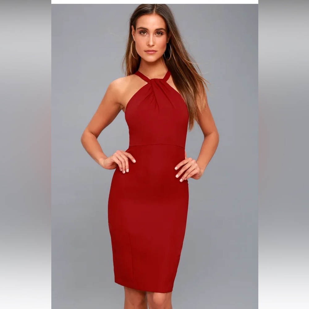 Be My Baby Wine Red Bodycon Midi Dress NWT